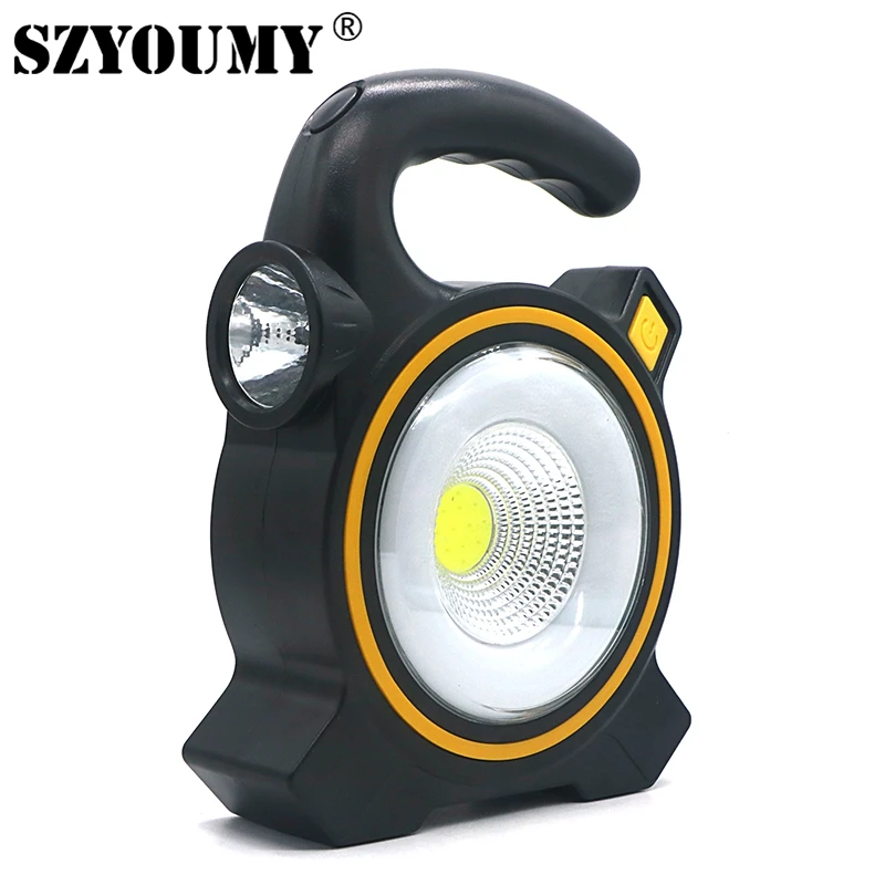 구매 SZYOUMY-휴대용 손전등, USB 충전식 COB LED 솔라 랜턴, 작업 램프, 3 모드, 야외 텐트 조명
