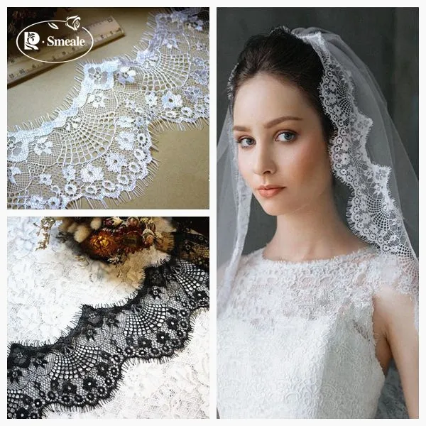 18 м/лот ресницы кружевной ткани 8 см DIY Декоративные высокого качества мягкие белые нейлоновые ресницы кружевной отделкой свадебное платье ткань RS300