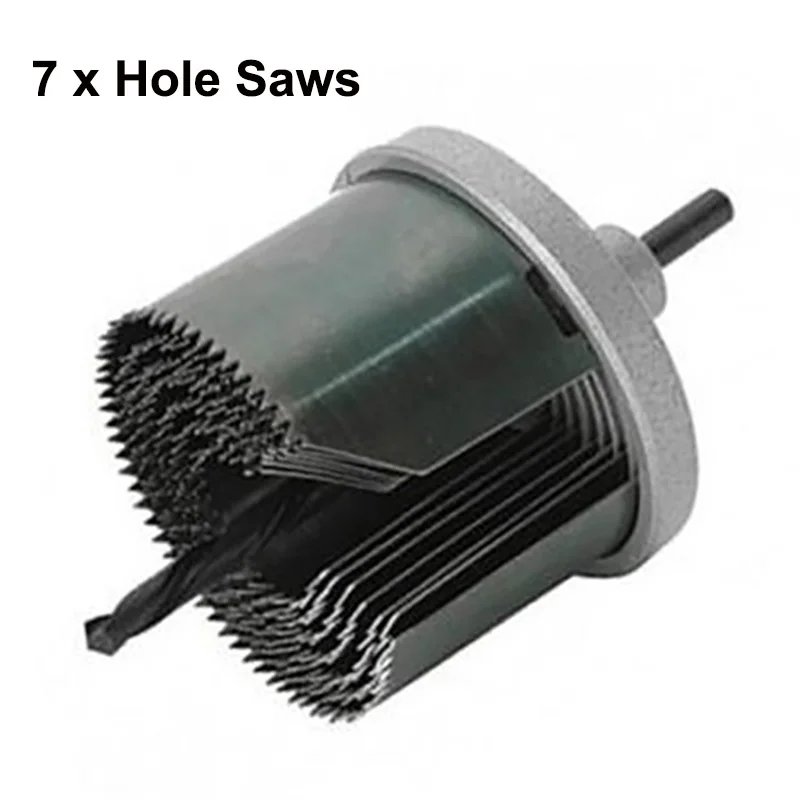 7pcs Hole Saws 19-126 мм набор пилы для металлических отверстий режущий инструмент чехол для дерева режущий ключ оправки пилы набор сверл для деревообработки Combinat - Цвет: 7pcs Hole Saws