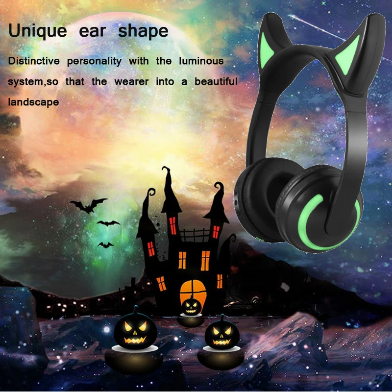 JINSERTA складные мигающие светящиеся детские наушники, игровая гарнитура Devil, наушники со светодиодный светильник для ноутбука, компьютера, мобильного телефона