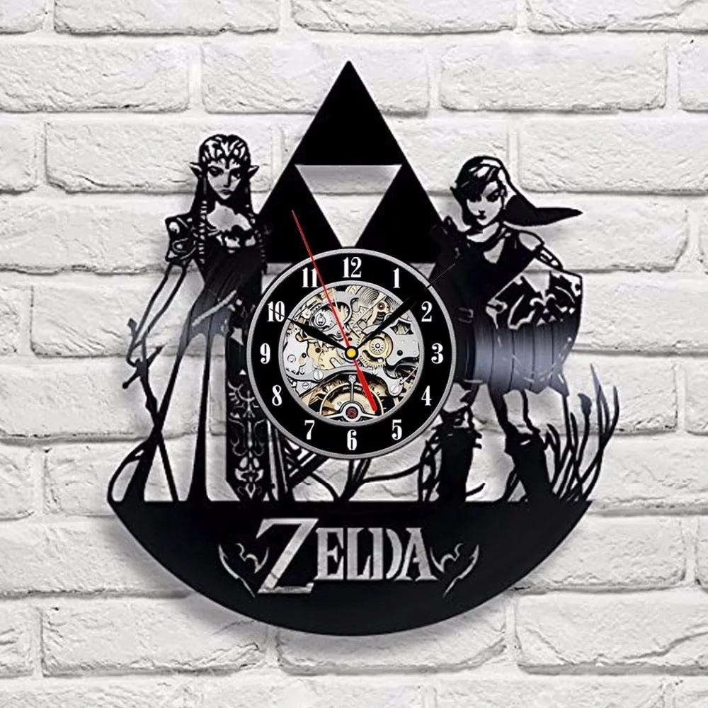 Zelda Книги по искусству виниловые настенные часы подарок номер Современный дом запись Винтаж украшения