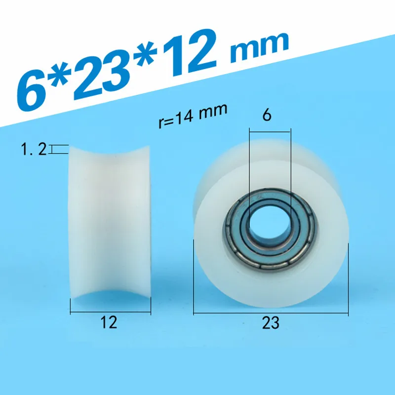 

[U0623-12]Free Shipping 10PCS PA66 nylon caoted with 696zz bearing roller 6*23*12 PA wheel door roller