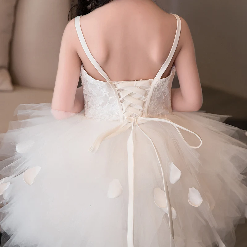 Белое Пышное Платье принцессы на бретельках для девочек платье с цветочным