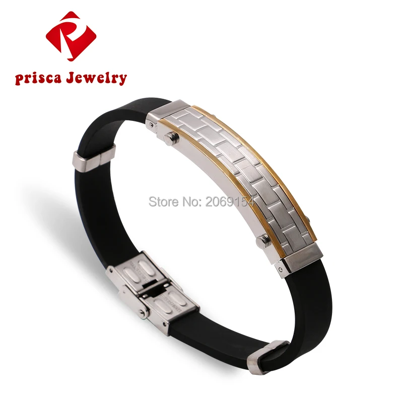 Модные мужские ювелирные изделия из нержавеющей стали силиконовый браслет звено