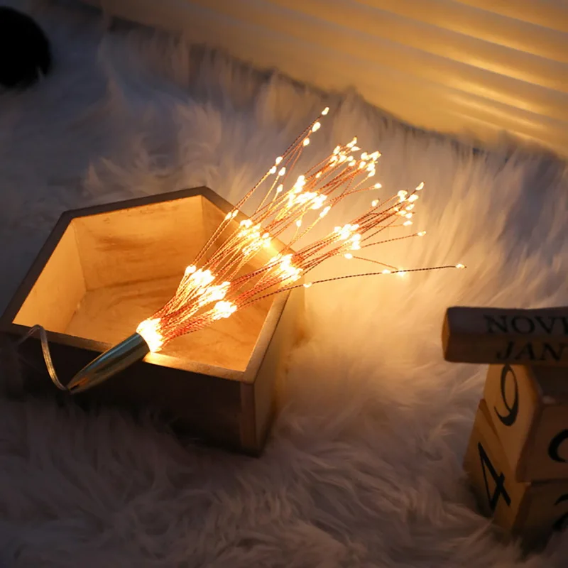 200LEDs LED Firework String Lights Remote Control+ Solar Fairy Foldable Bouquet Shape Light Christmas Party Decor | Лампы и освещение