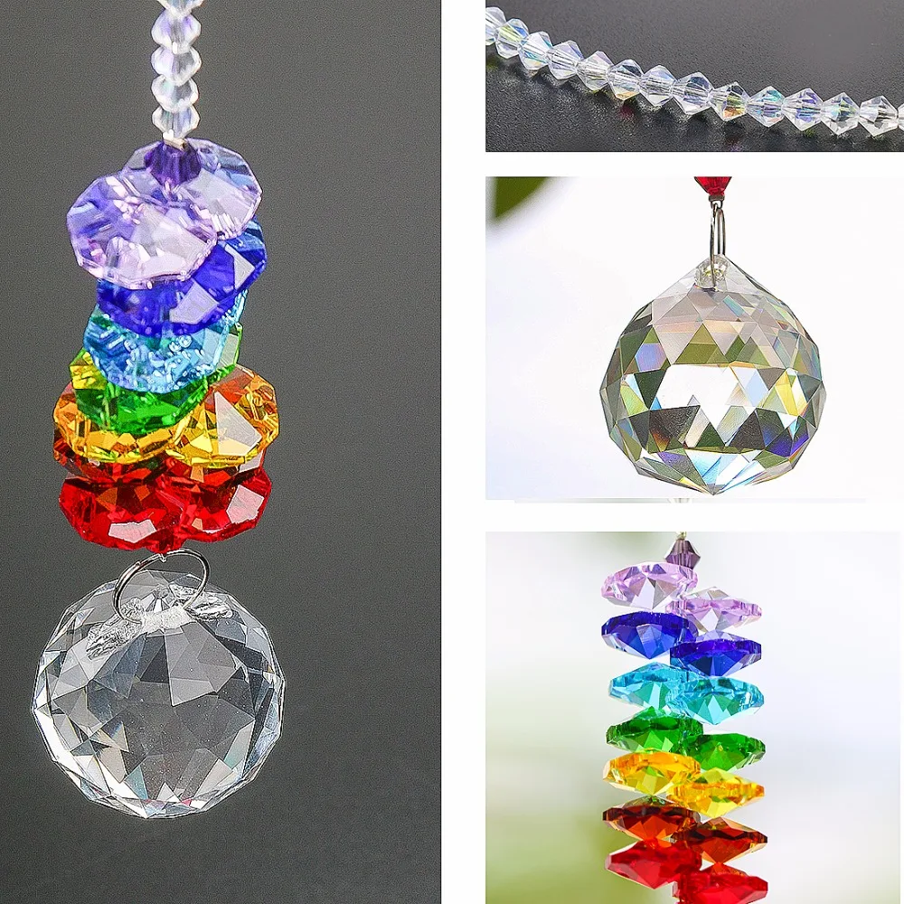 hd chakra crystal suncatcher chandelier crystal ball prisms pendant rainbow maker window hanging ornament home wedding decor free global shipping
