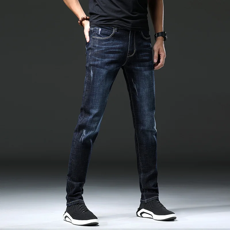 Джинсы мужские классические повседневные обтягивающие прямые брюки 2019 весна