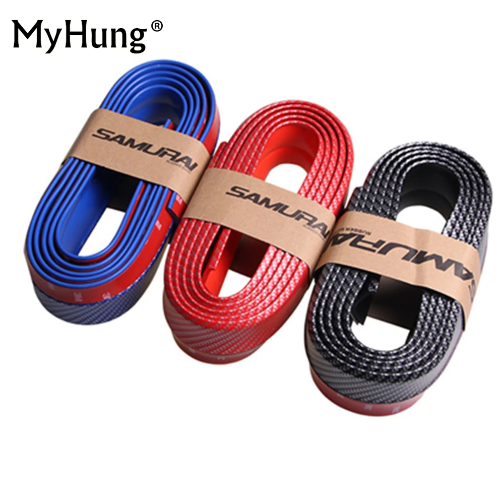 

Car Styling Carbon Fiber Bumper Strip Rubber Exterior Wrap Protector Front Bumper Scratches Guard Lip Clips Car Sticker 2.5Mx6CM