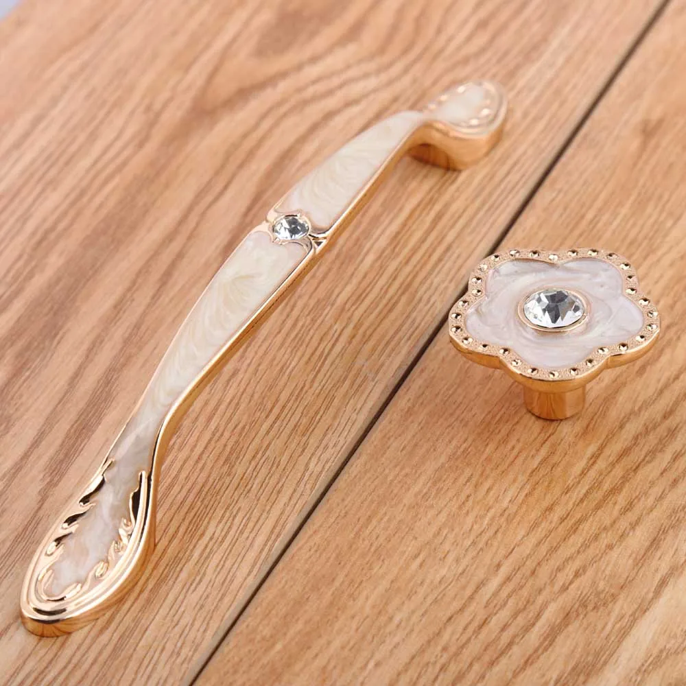 

96/128mm Modern fashion furniture handles Glass crystal drawer cabinet knob3.8/5"Gold dresser door handles Resin kitchen handles