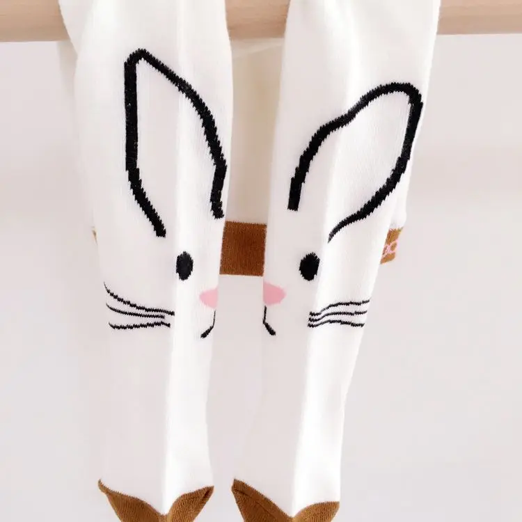 Новые колготки в Корейском стиле с рисунком кролика для маленьких девочек милые