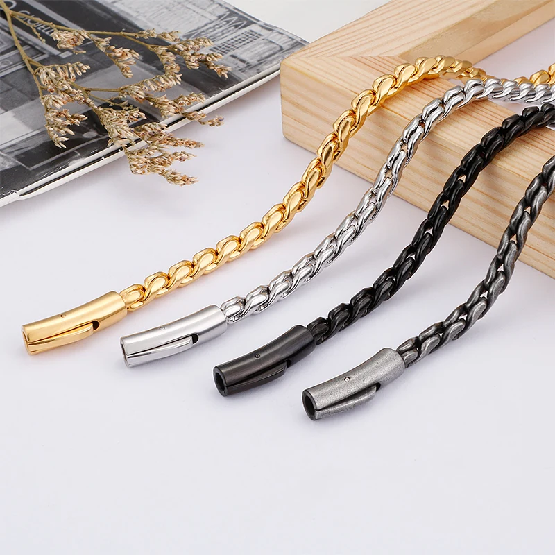

Hot ! /gold/black Stainless steel Best Quality Link Chain Necklace 5mm 27'' high quality