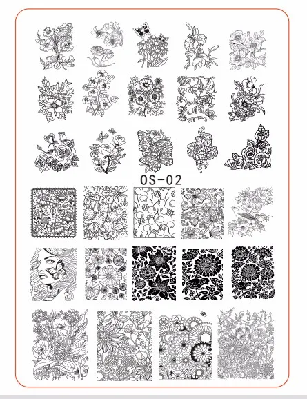 Nail Art Template Nails Image Metal Stamping Plate Strawberry Cherry Morning Glory Butterfly Flowers Stamp Stencils OS-02 | Красота и