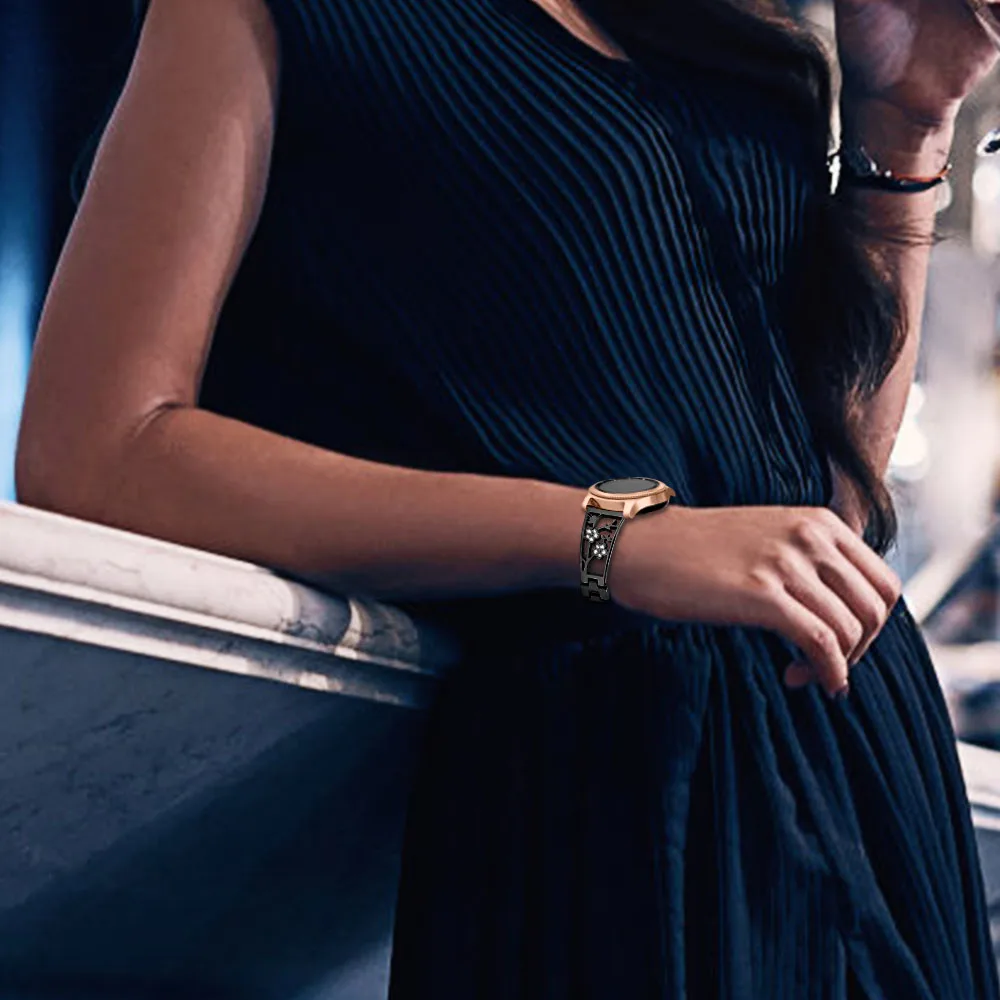 Браслет с цветами сливы для samsung Galaxy Watch 46 мм 42 мм Band gear S3 S2 ремешок из нержавеющей стали для huawei Watch GT 2 Pro
