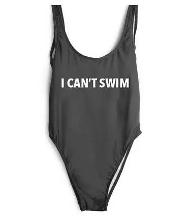 

I CAN'T SWIMGraphic Swimwear Sexy High-Cue Bodysuit Jumpsuit Girl Beach holiday Bathing Suit Swimsuit One Piece Lady Monokinis