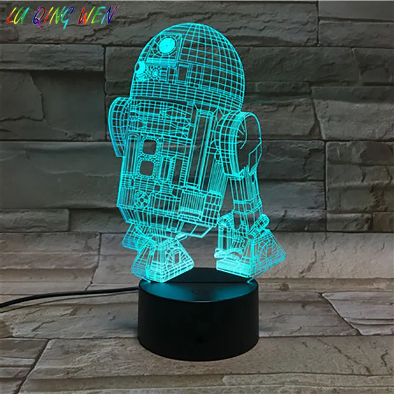 Новинка светильник s астромеханического дроид робот R2 D2 Звездные войны ночной Светильник для детей подарок украшения офиса 3d светодиодный Ночной светильник