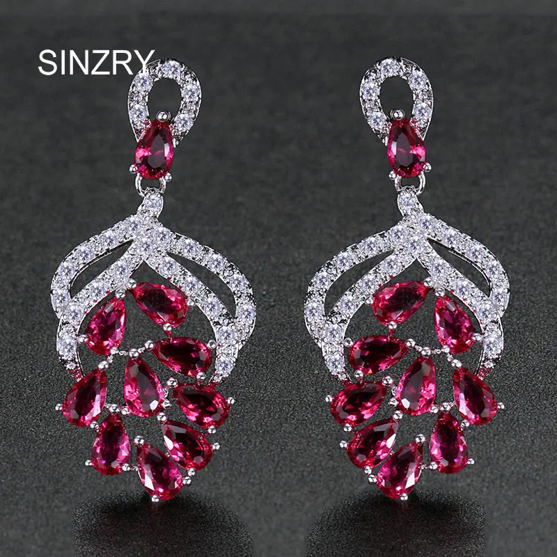 Серьги люстра SINZRY с цветами из фианита высокого качества женские блестящие