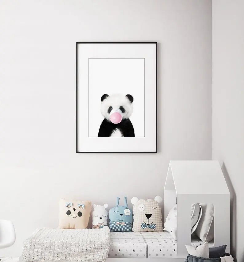

Modern Nordic Nursery Panda Bear Print Animal Wall Art Painting Prints Canvas Poster Cartoon Wall Pictures For Kids Room Decor