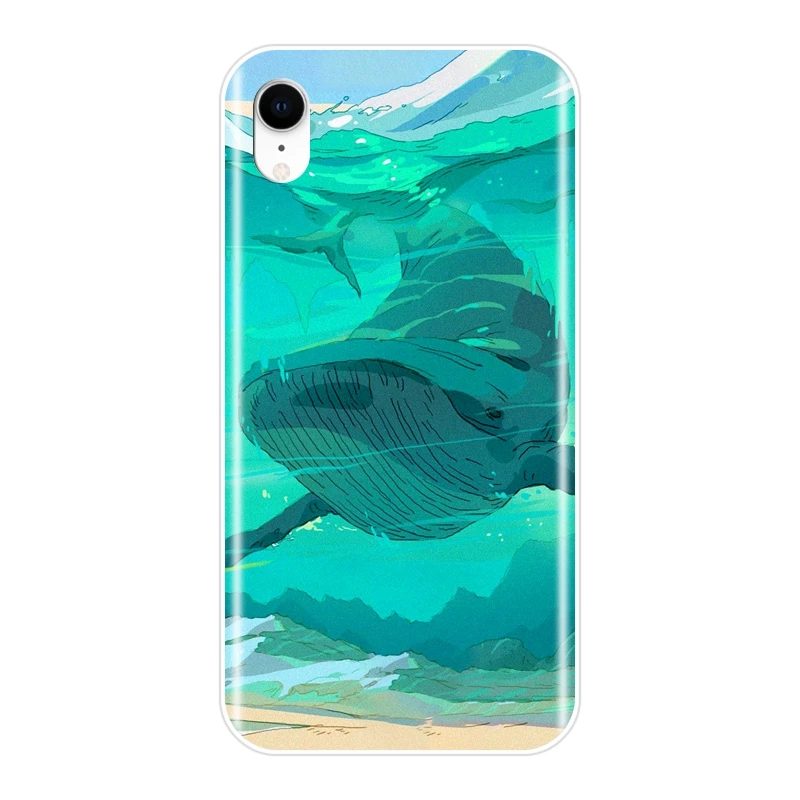 Задняя крышка для iPhone X XR XS MAX 8 7 6 S 6 S Кит Рыба волна море силиконовый мягкий чехол для Apple iPhone 6 S 6 S 7 8 Plus чехол для телефона