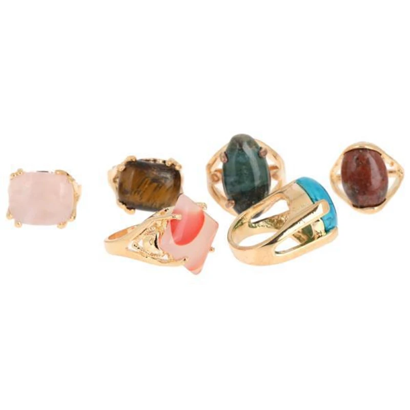 Смешанные Оптовые 5 шт./лот серебряные кольца из натурального камня для мужчин и