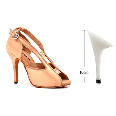 SHOYDANC/танцевальные кроссовки; женская обувь; chaussure de danse de salon; обувь для латиноамериканских танцев; женские Бальные Танцевальные сандалии; Шелковая атласная обувь - Цвет: Apricot 10cm