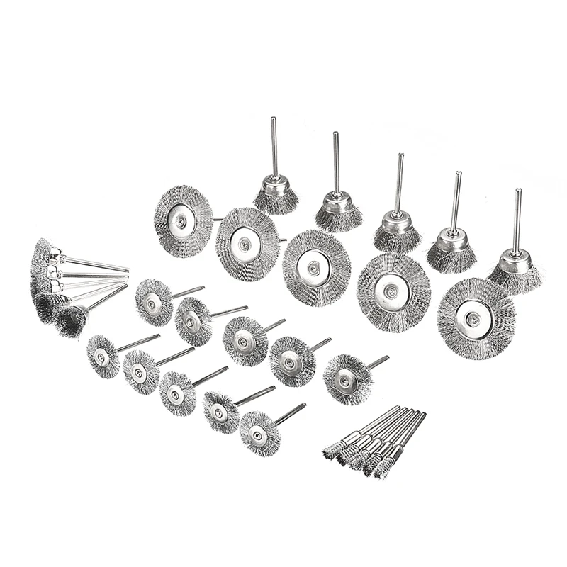 30 шт./компл. Набор щеток из нержавеющей стали для чистки полировки стакан колесо