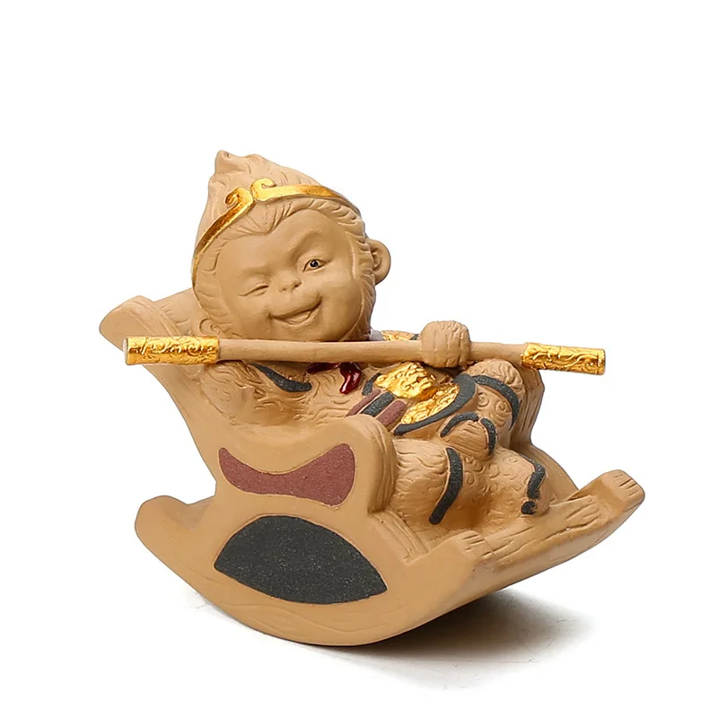Zen Feng Shui чайная Обезьяна Король украшения для автомобиля фиолетовая глина ручная