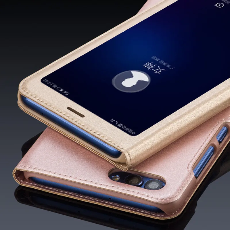 WeeYRN открытое окно PU кожаный флип чехлы чехол на телефон для Huawei P Smart(Хуавей П Смарт) корпус роскошный вид быстрый ответ крышка для Huawei P Smart чехол книжка