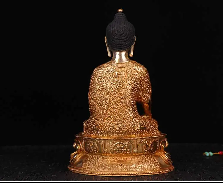 32cm LARGE # GOOD Buddhist disciple efficacious Safety Protection Tibet Nepal Gold-plated Sakyamuni brass Buddha statue | Дом и сад