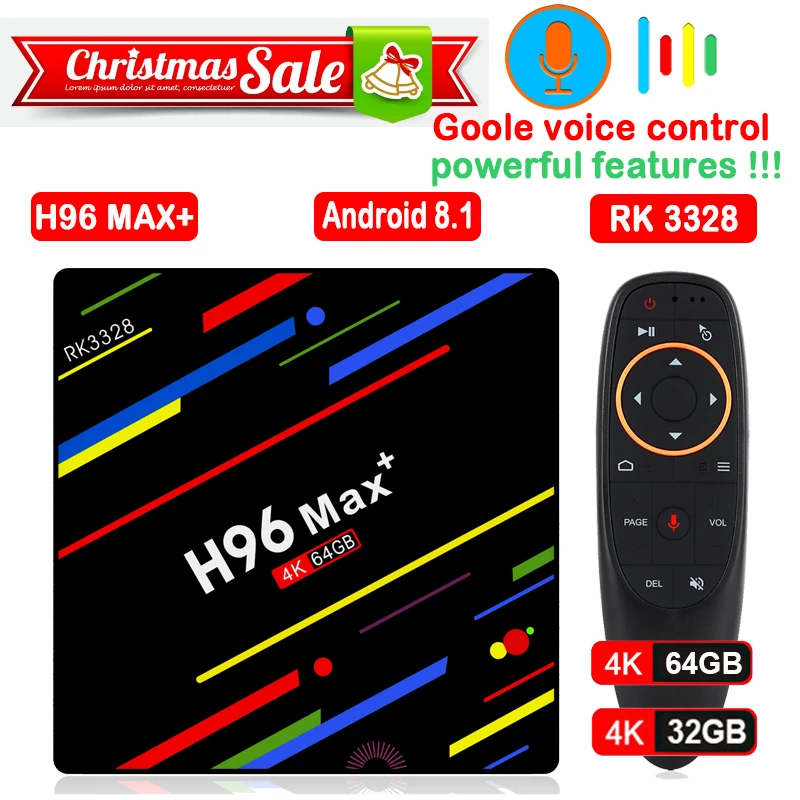 ТВ приставка H96 MAX Plus Android 8 1 4 ГБ 32 64 Гб смарт RK3328 четырехъядерный 5G Wifi 4K H.265