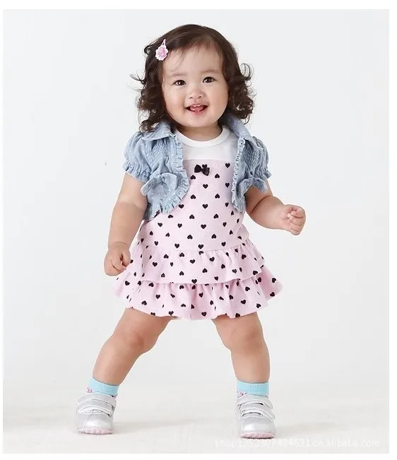 Новинка летние комплекты одежды для маленьких девочек платье в горошек с бантом