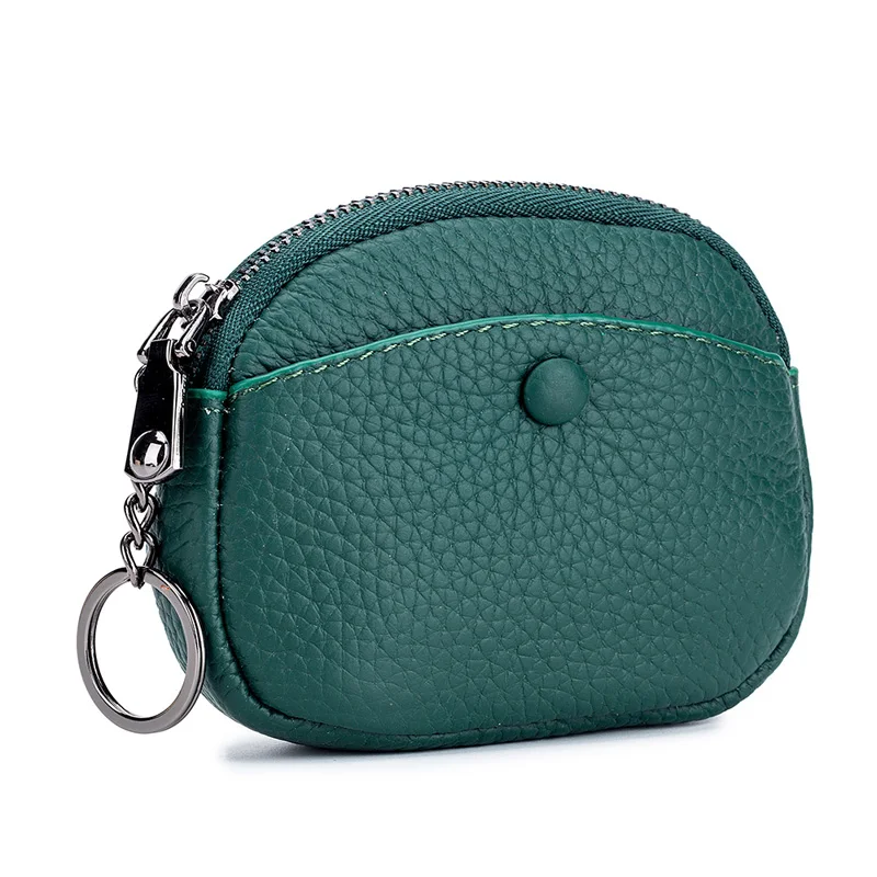 Dark green Новое поступление натуральная кожа из коровьей кожи, на молнии Для женщин портмоне В европейском и американском стиле карман для монет-простой мини бумажник для леди - Цвет: Dark green