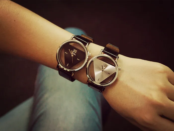 Holly contracted tide brand retro harajuku triangle wrist watches Double-sided hollow-out fashion lovers with tables | Наручные часы