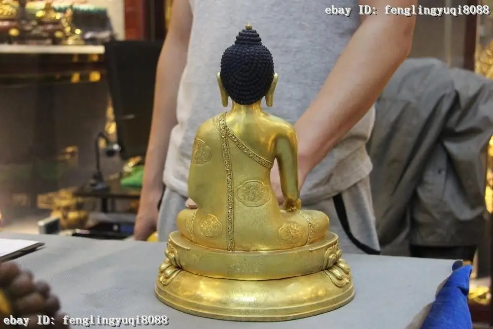 Тибетский старый чистый бронзовый медный Золотой Позолоченный Восемь Сокровищ