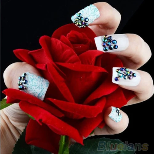 Hot Sale 300pcs 3D Nail Art Tips gems Crystal Glitter Rhinestone DIY Decoration + Wheel 1JMZ | Красота и здоровье