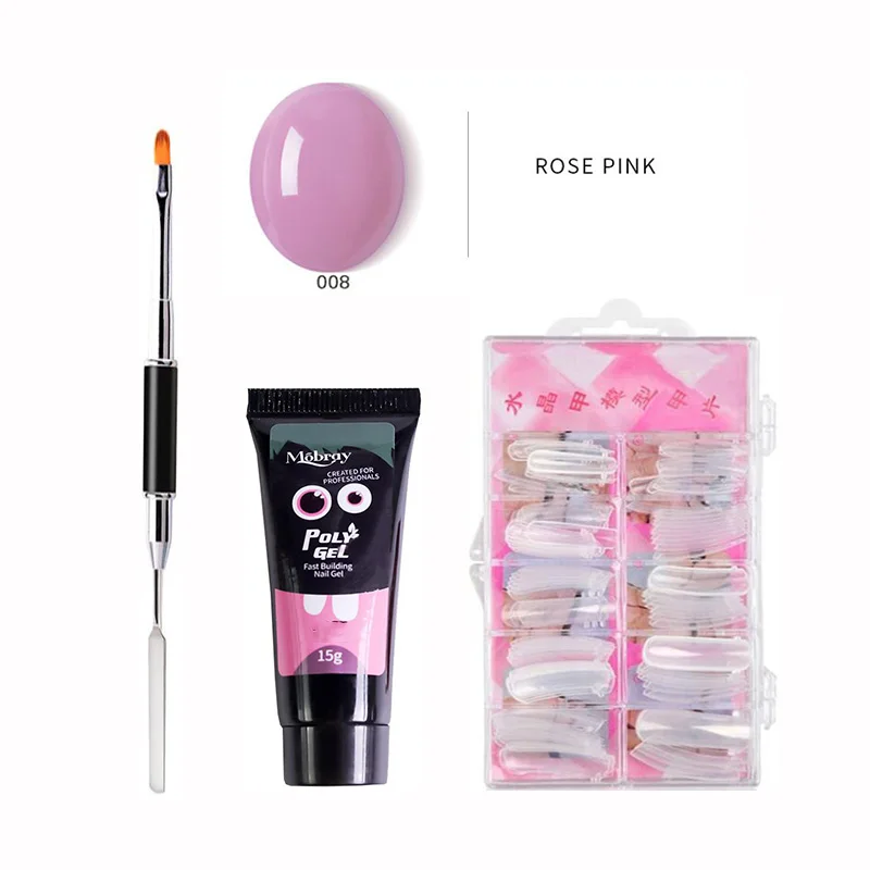 Set 008 Rose Pink Профессиональный гель для наращивания ногтей лак для ногтей УФ-гель для ногтей строительные гели маникюрные инструменты наборы полигель набор - Цвет: Set 008 Rose Pink