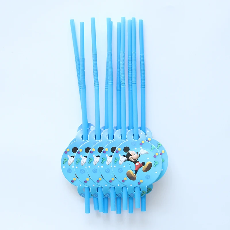 10 шт./лот Микки мультфильм Дизайн Пластик Соломинки Трубочки для детей на свадьбу