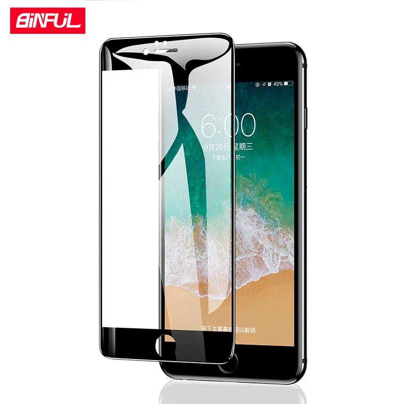 Закаленное стекло BiNFUL для iPhone 7 Plus 6 6s защитная пленка X XR 8 XS Max полное покрытие 5D |