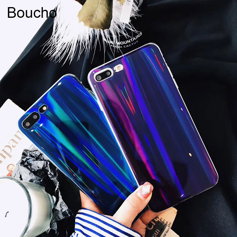Boucho Cool Blu-ray Glossy Phone Case For iphone SE 5 5s 6 6s 7 8 plus X Soft TPU Silicone Back Cover Shell |