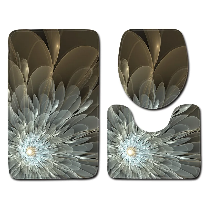 C041 Zeegle 3pcs Bathroom Mat Set Anti-slip Bathroom Floor Mats Lid Toilet Cover Microfiber Bath Mat Bathroom Rug and Toilet Mat Sets - Цвет: C041