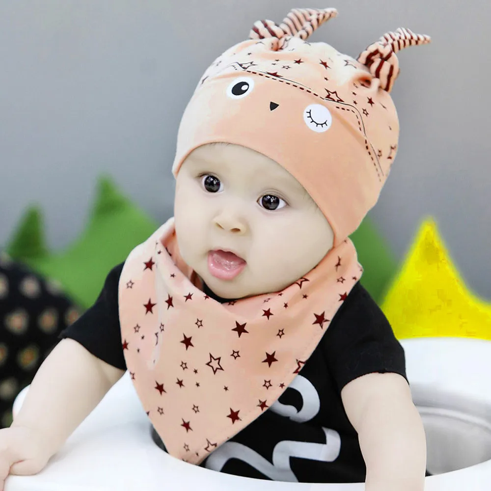 Комплект из 2 предметов для новорожденных девочек и мальчиков на осень зиму шапка