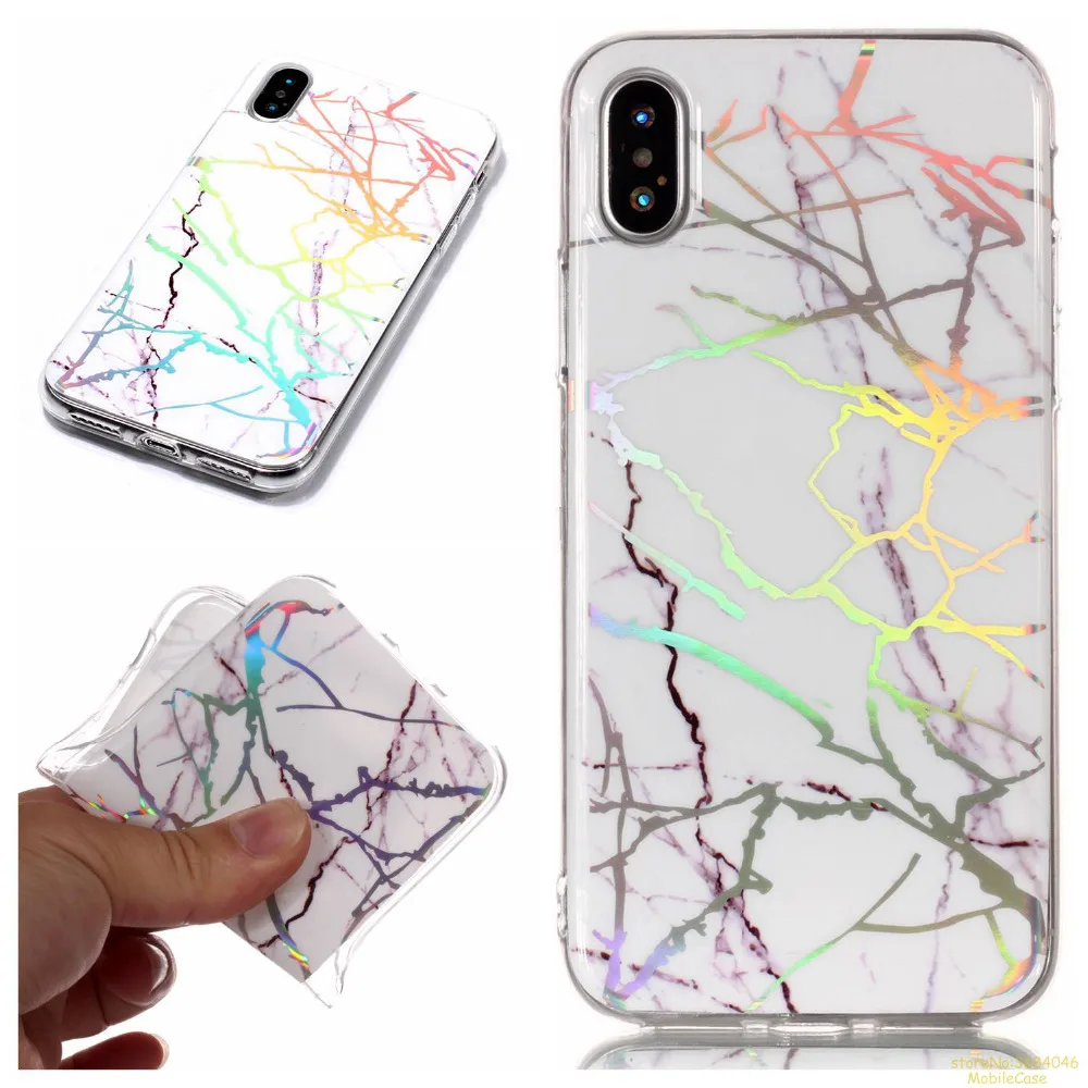 Мрамор узор чехол для телефона Apple IPhone X caso Роскошные Лазерная ТПУ силиконовый etui