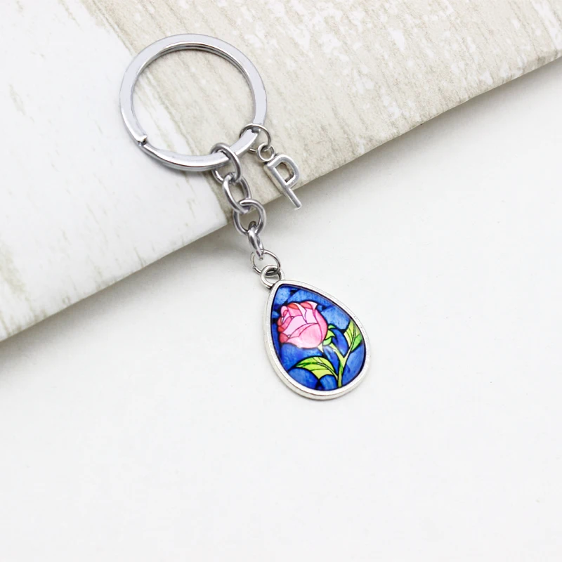 26 букв R красота и брелок со Зверем Роза Кабошон Кулон Брелок его красавица/ее