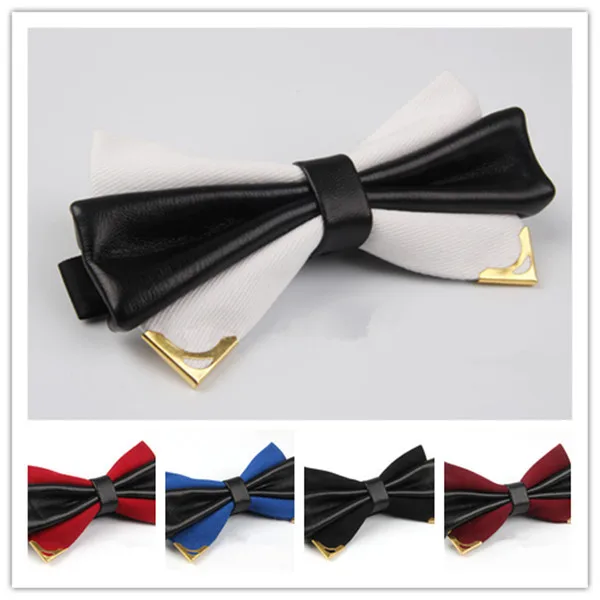 Новый высококачественный однотонный Кожаный Галстук-бабочка деловой костюм