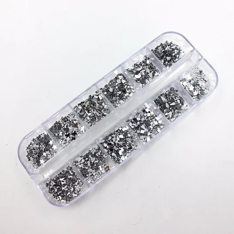 Серебряная пудра для ногтей 3D Типсы ногтевого дизайна Кристальные блестки