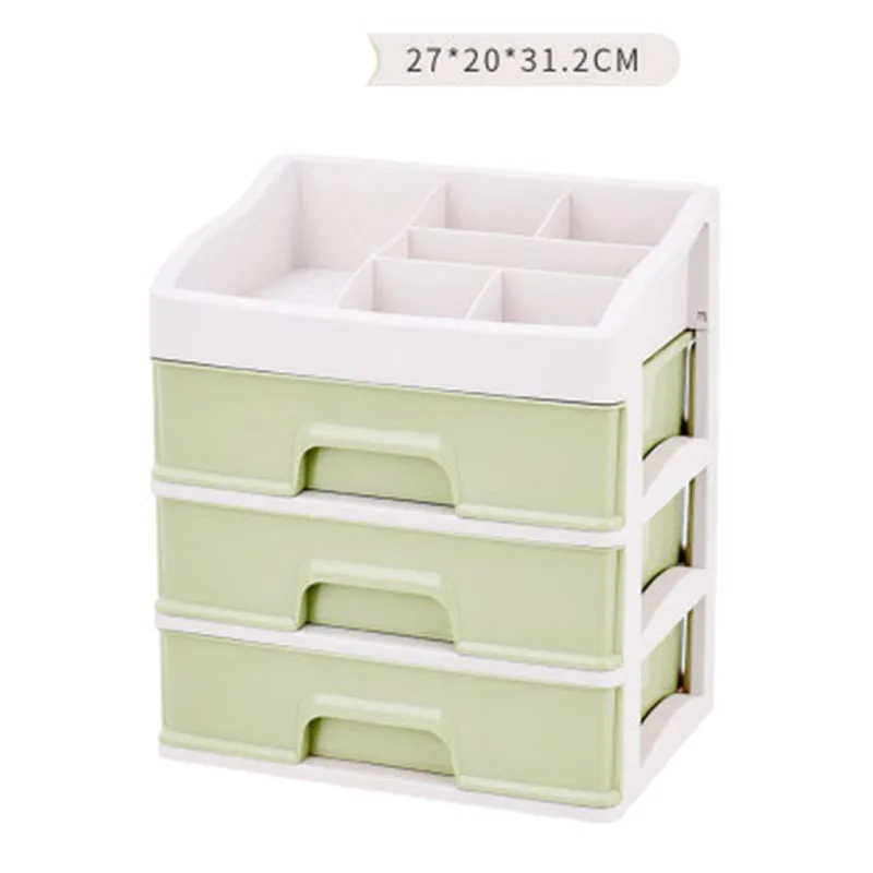Green 3Layer Пластиковый органайзер для макияжа, косметический ящик, коробка для хранения косметики, контейнер для ногтей, шкатулка, настольный держатель для хранения, чехол для хранения, инструменты из бисера - Цвет: Green 3Layer