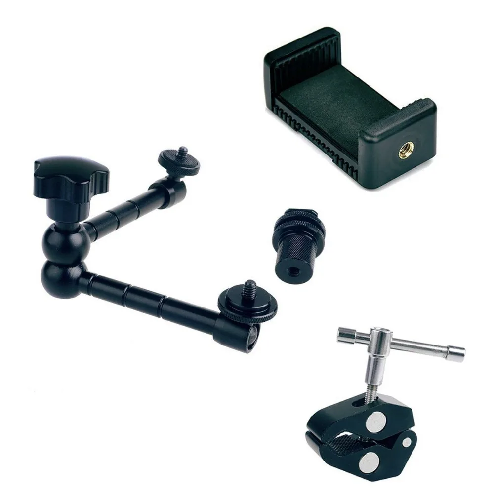 

Smartphone Clamp Mount + 11" Adjustable Articulating Magic Friction Arm + clamp
