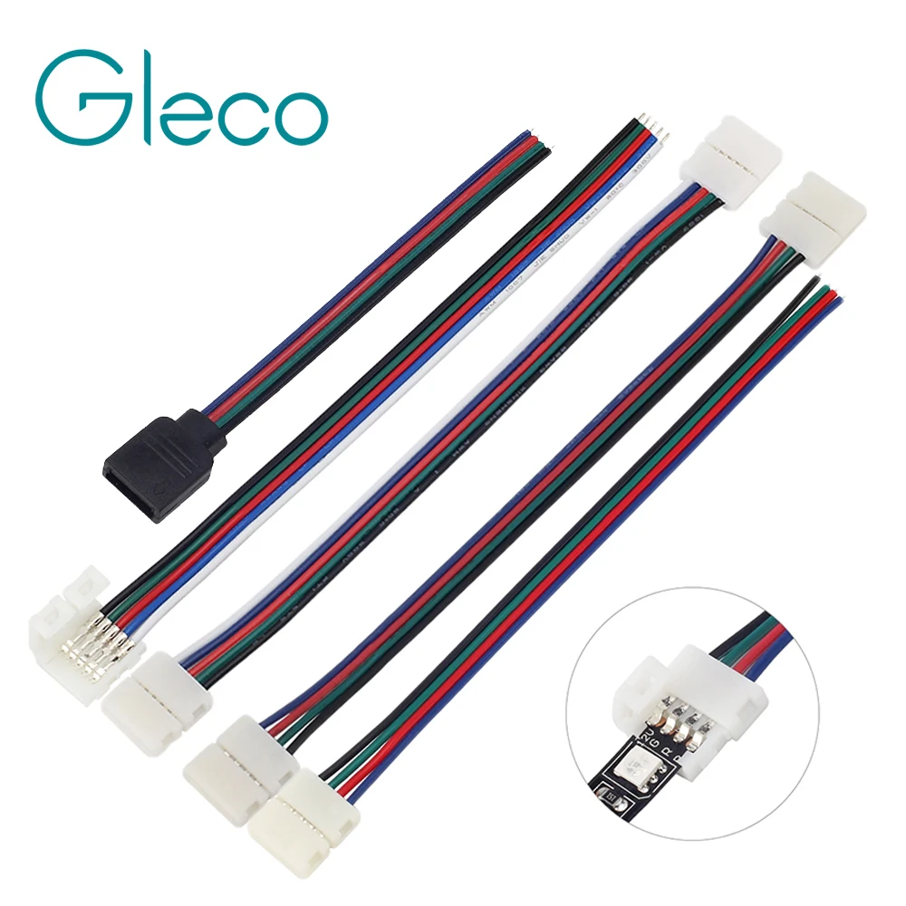 5 шт./лот, 10 см 4pin 5pin для RGB RGBW RGBWW Цветной ленточный LED коннектор без пайки 2 концевых разъема для полосы сращивания