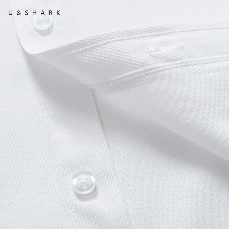 U& SHARK, мужская рубашка, длинный рукав, однотонный, бизнес, хлопок, твил, топ, формальный, простой, базовый дизайн, для работы, офиса, рубашки, высокое качество