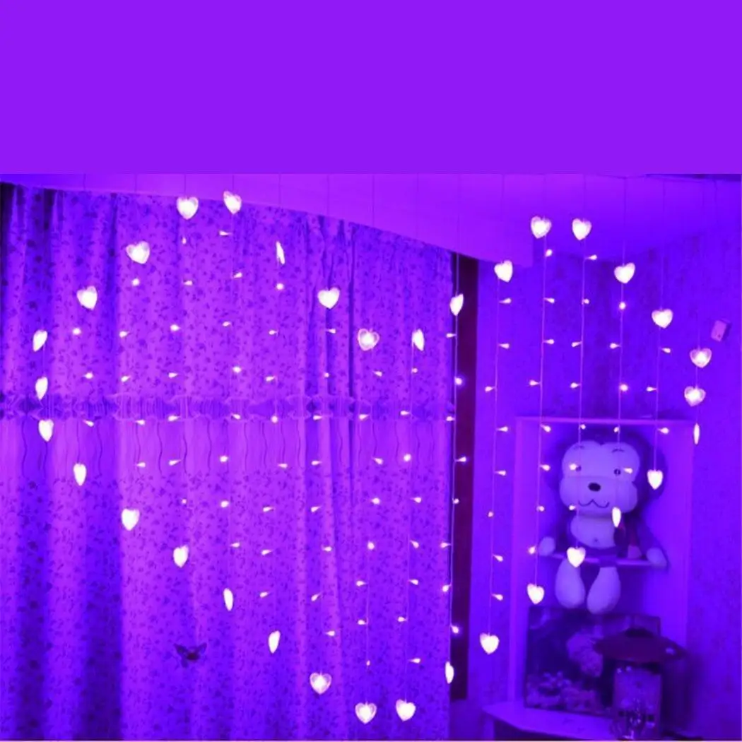 Общая форма сердца ЕС вилка световые струны LED 220V декор домашний занавес