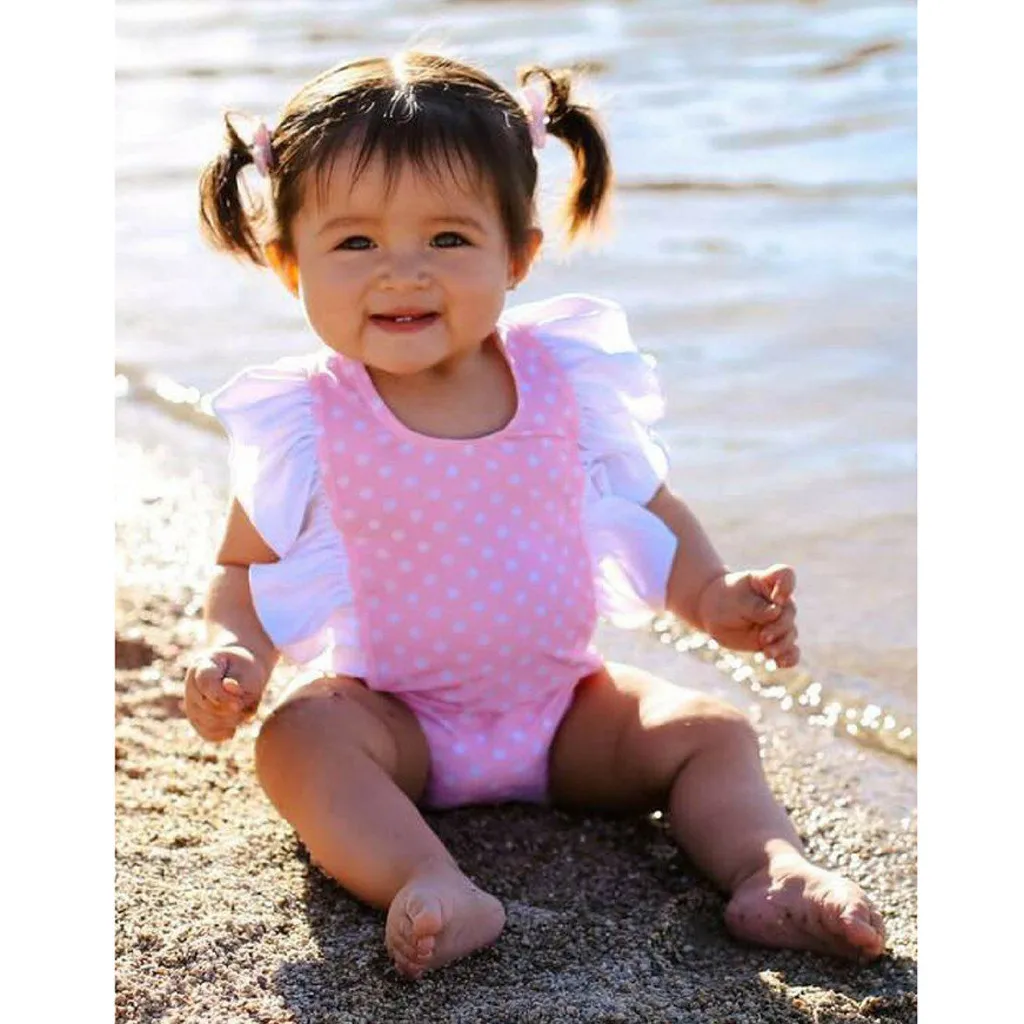 SAGACE/цельный комбинезон в горошек с бантом для маленьких девочек Пляжная одежда